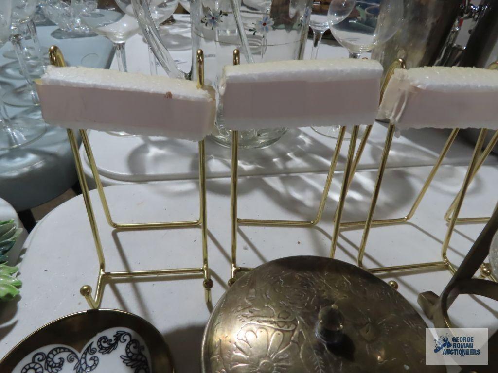 Variety of trinket boxes, plate holders, etc
