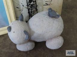 Variety of cat wall hangings and cat figurine