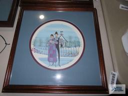 P. Buckley Moss, family in front of church print, 1985, 337/1000, 14.5x14.5