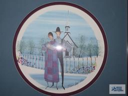 P. Buckley Moss, family in front of church print, 1985, 337/1000, 14.5x14.5