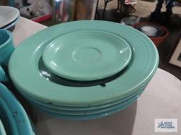 Assorted Fiesta dishware, blue and teal