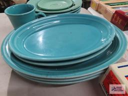 Assorted Fiesta dishware, blue and teal