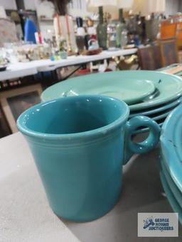 Assorted Fiesta dishware, blue and teal