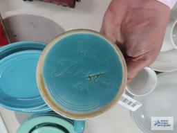 Assorted Fiesta dishware, blue and teal