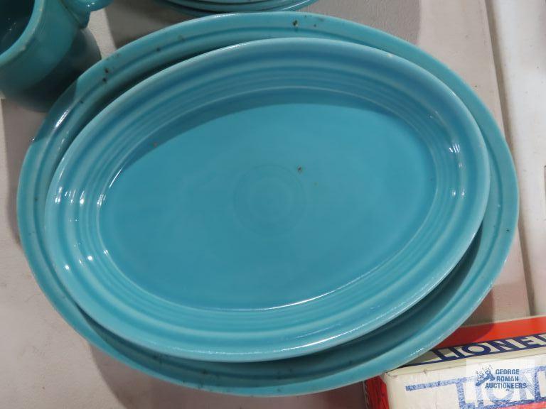 Assorted Fiesta dishware, blue and teal