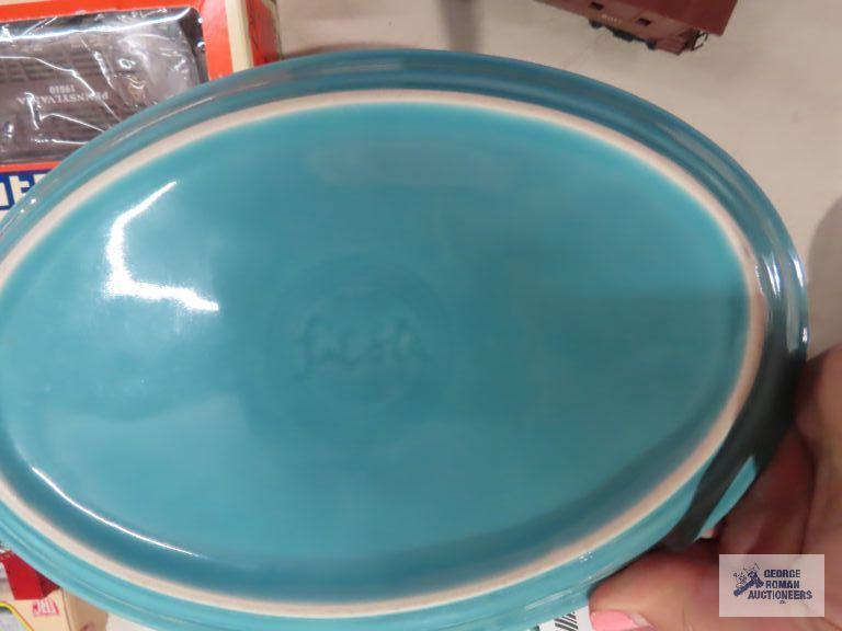 Assorted Fiesta dishware, blue and teal