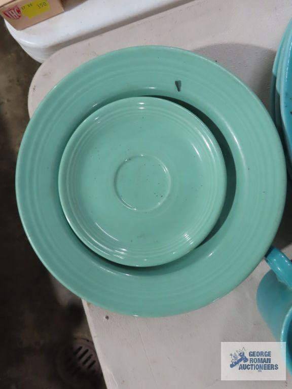 Assorted Fiesta dishware, blue and teal