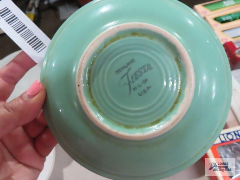 Assorted Fiesta dishware, blue and teal