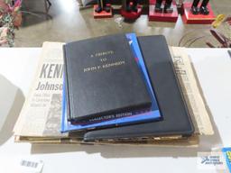 Presidential newspaper articles, tribute to John F. Kennedy book, victory in the gulf photo journal.