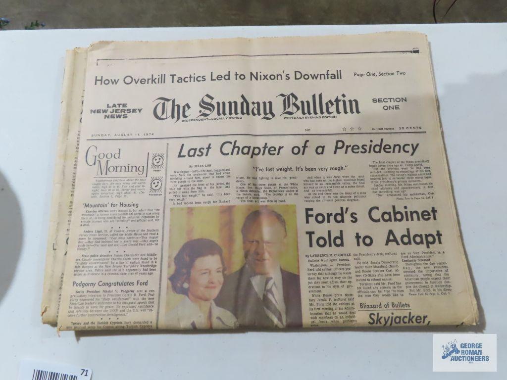 Presidential newspaper articles, tribute to John F. Kennedy book, victory in the gulf photo journal.