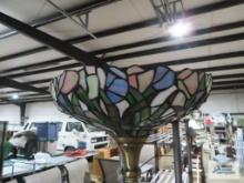 Brass floor lamp with plastic tiffany style shade