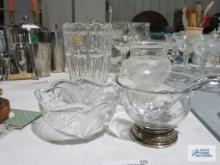 Fifth Avenue crystal vase, divided condiment dish, vase, and bowl