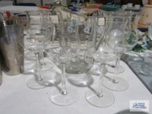 Painted pitcher with stemware