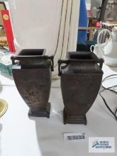 Pair of heavy metal vases