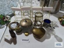 Variety of trinket boxes, plate holders, etc