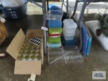 Small plastic storage boxes and 1.5 oz jars