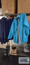 Ladies blue zip up hoodie, size XL. Ladies blue jacket, size 2X. Ladies jacket with plaid interior,