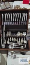 Wallace sterling flatware set including 12 butter knives,12 dinner forks, 11 salad forks, 6