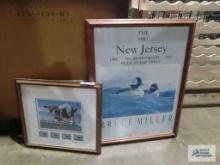 The 1993 New Jersey 10th anniversary duck stamp print by Bruce Miller. New Jersey, 1991 Waterfowl