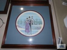 P. Buckley Moss, family in front of church print, 1985, 337/1000, 14.5x14.5