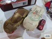 Playart Jaguar E-Type 2+2 toy car and vintage slot track car made by Strombecker with other various