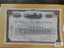B&O Railroad stock. 100 shares. April 1, 1924