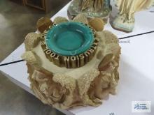 Angel figurine planter base. Superior Extrusion Tool and Die Co. metal and ceramic vintage