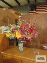 Glass vase with floral decoration and other glass vase