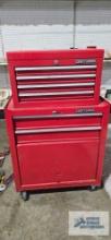 Craftsman two piece stacking tool chest with various supplies