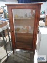 Antique fruitwood china cabinet with glass door