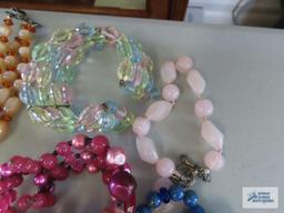 Beaded bracelets.