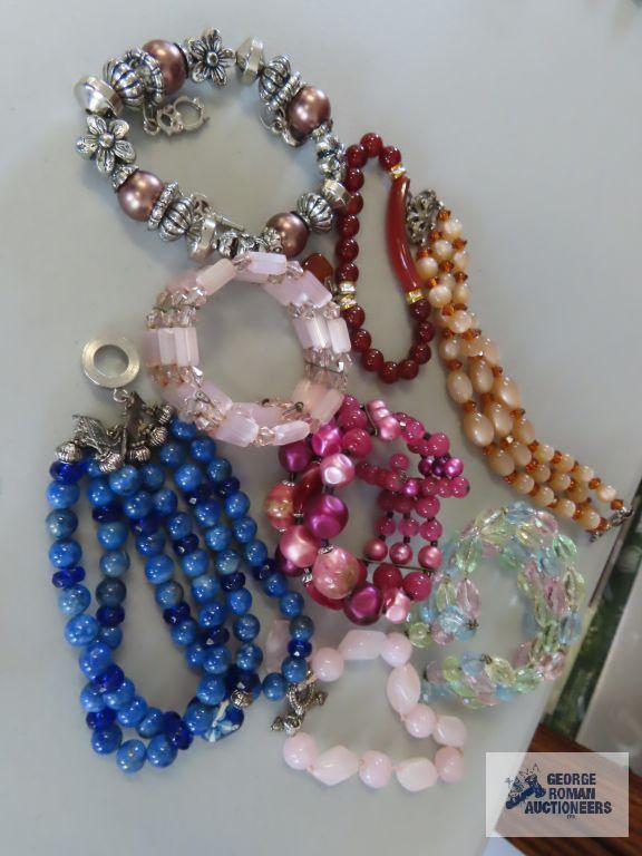 Beaded bracelets.
