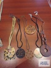 Costume jewelry cloth or leather like necklaces