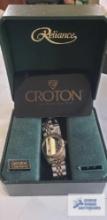 Reliance by Croton watch, genuine diamond, stainless steel band, water resistant, Japan quartz