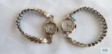 Elgin ladies watch 10K RGP bezel base metal back on gold colored band and Orvin 17 jewels watch with