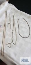 Broken pieces of jewelry, herringbone necklace needs clasp fixed marked 925 Italy, other silver