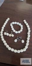 Vintage floral necklace, bracelet, and earrings