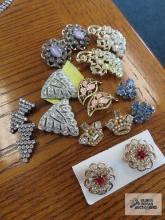 Vintage shoe clips and matching pin sets