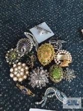 Variety of pins. some are Sarah Covington,Trifari, and J.J.