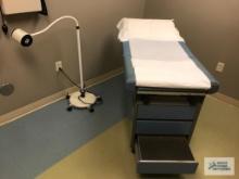 RITTER 100 EXAM TABLE, LIGHT AND STAINLESS STEEL WASTE CAN