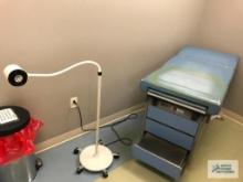 RITTER 104 TABLE AND LIGHT AND STAINLESS STEEL WASTE CAN
