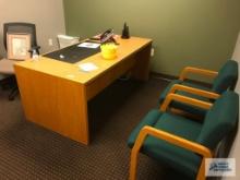 DESK, CREDENZA, CHAIRS