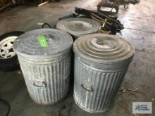 (3) GALVANIZED TRASH CANS