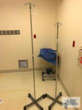 (2) IV POLES WITH 2 HOOKS AND CASTERS