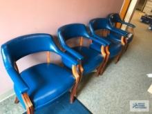 4 BLUE LEATHER ARM CHAIRS