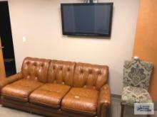 LEATHER SOFA, CHAIR AND TV