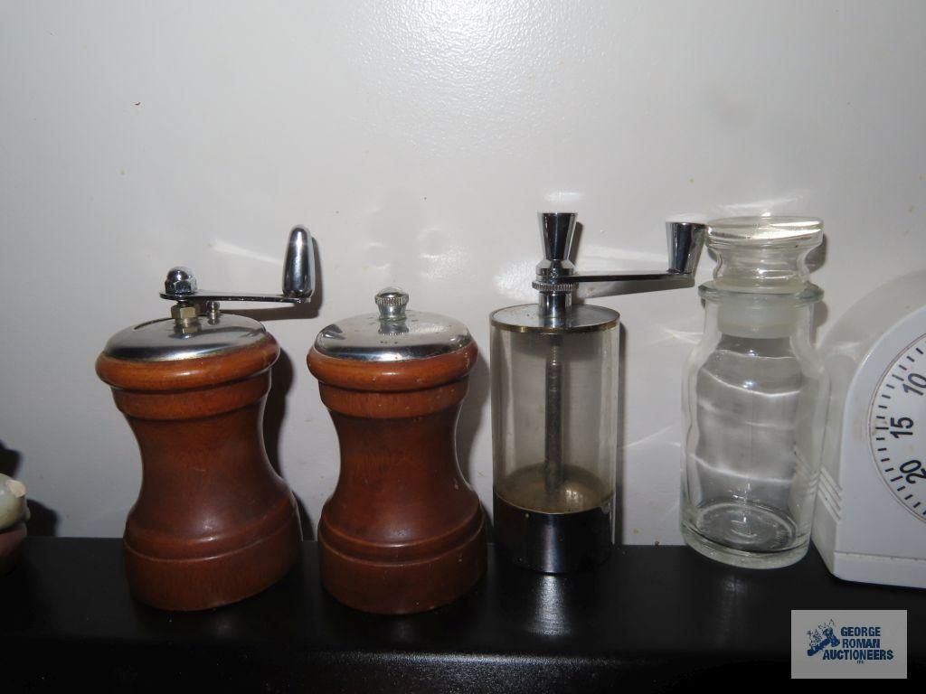 Salt and pepper grinders, paper baking cups, cookie cutters, wooden utensils, etc