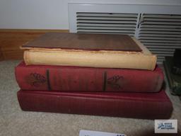 Antique books including McGuffey's 5th Eclectic Reader, Seven Centuries of Verse, and Modern
