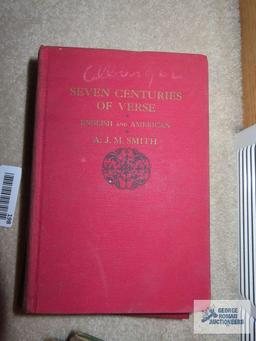 Antique books including McGuffey's 5th Eclectic Reader, Seven Centuries of Verse, and Modern