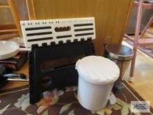 Two step waste baskets and step stool